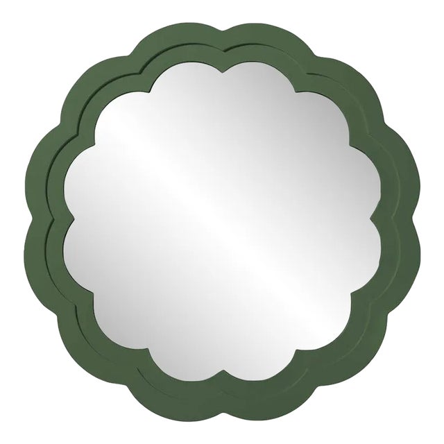 Fleur Home Audubon Peony Circle Mirror in Duck Green, 48x48 For Sale