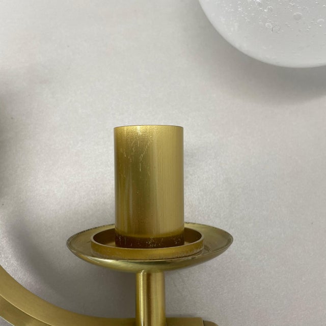 Minimalist Brass and Glass Ball Wall Light Sconces, Italy 1970s, Set of 2 For Sale - Image 13 of 17
