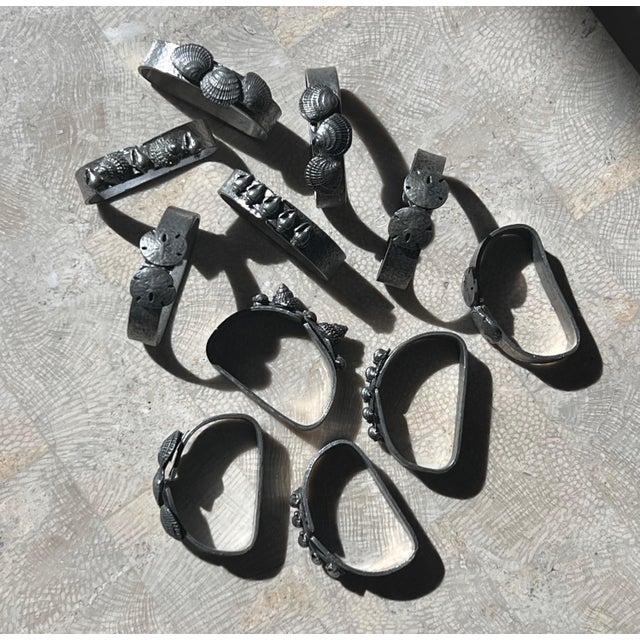 Silver Pewter Napkin Rings With Sculpted Shells, 1975 - Set of 11 For Sale - Image 8 of 12