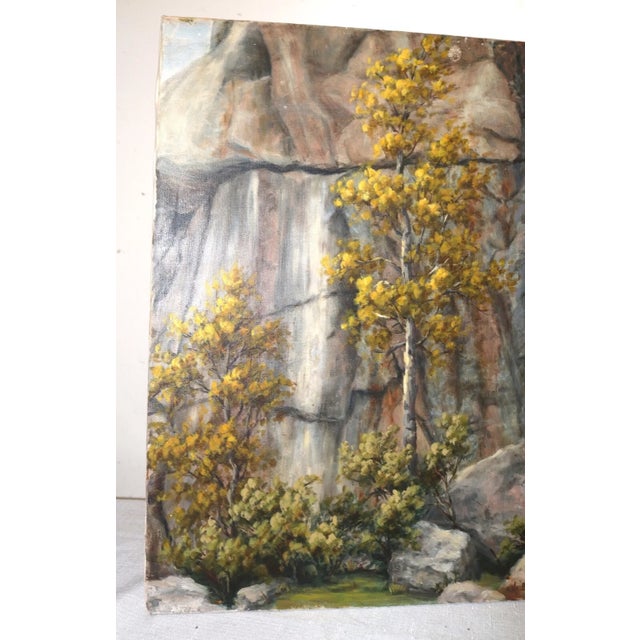 Vintage Original J Bierbaum Oil Painting Landscape Rock Mountain Realism Canvas For Sale - Image 11 of 12