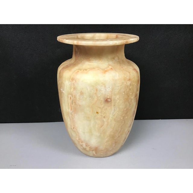 Stone Vintage Egyptian Alabaster Carved Vase For Sale - Image 7 of 8