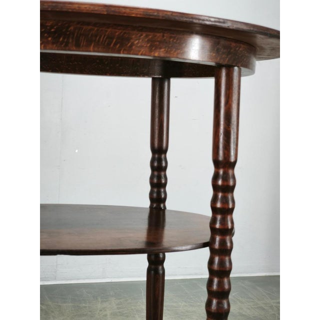 Wood Vintage Czech Art Deco Oval Beech Side Table with Lower Shelf, 1920s For Sale - Image 7 of 13