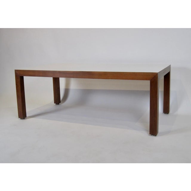 1960s 1960s Modernist Rectangular Wood Coffee Table With White Formica Top For Sale - Image 5 of 13