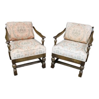 Late 20th Century Ranch Oak Club Chairs- a Pair For Sale