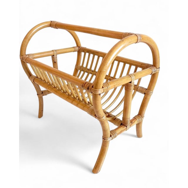 French Riviera Magazine Rack in Bamboo Rattan, 1960s For Sale - Image 6 of 11