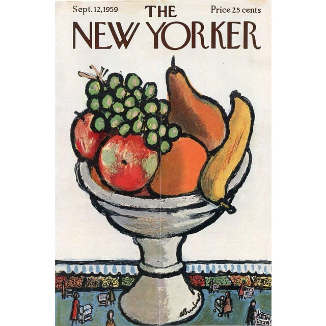 Original vintage New Yorker magazine cover dated September 12, 1959 featuring a Food Market and Fruit theme. Based on an...