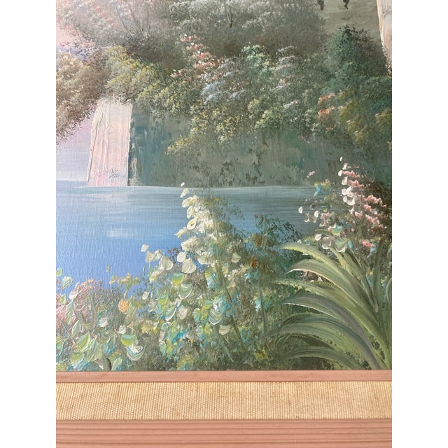 Sky Blue 1980s Jane Mabry Original Large Oil Painting "Sail Boat Palace" For Sale - Image 8 of 12