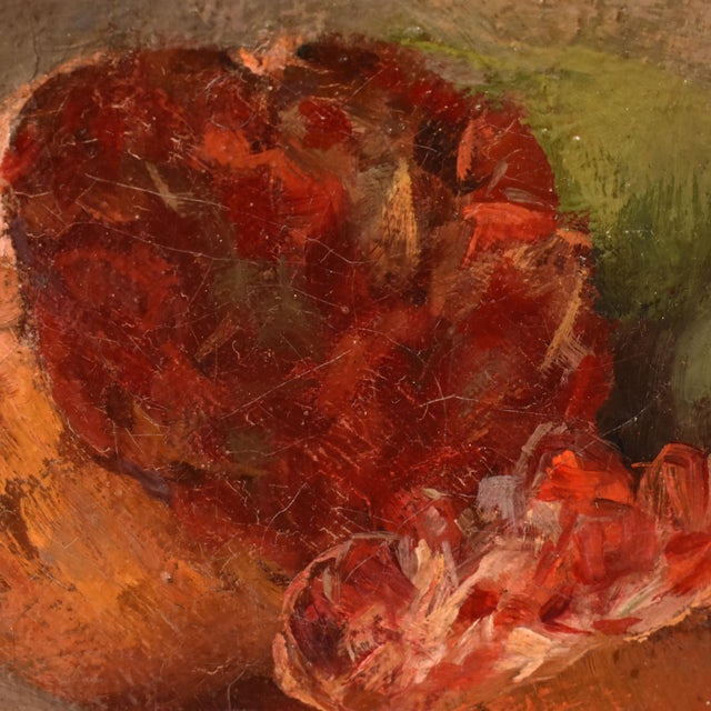 Auguste Aridas, Small Still Life with Pomegranate, 19th Century, Oil on Canvas, Framed For Sale - Image 6 of 10