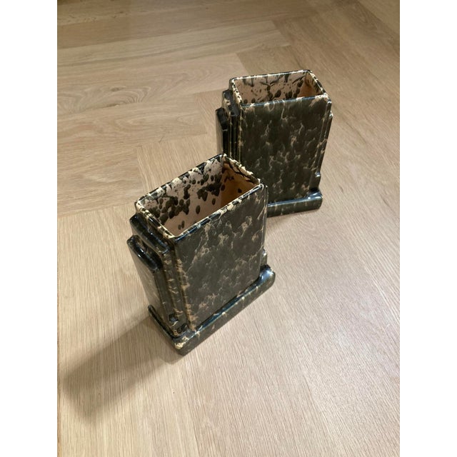 Pair of Art Deco Ceramic Vases – Marble Effect Glaze, 1920s–1930s For Sale - Image 13 of 14