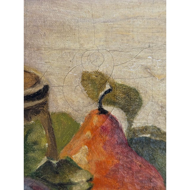 Tangerine 1920s French Still Life Oil on Canvas For Sale - Image 8 of 11