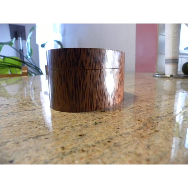 Contemporary 1990s Oval Palm Wood Trinket Box For Sale - Image 3 of 10