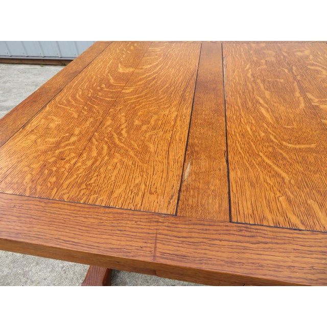 Antique Arts & Crafts Nautical Oak Draw Leaf Dining Table W/ Ship Carvings For Sale - Image 17 of 18