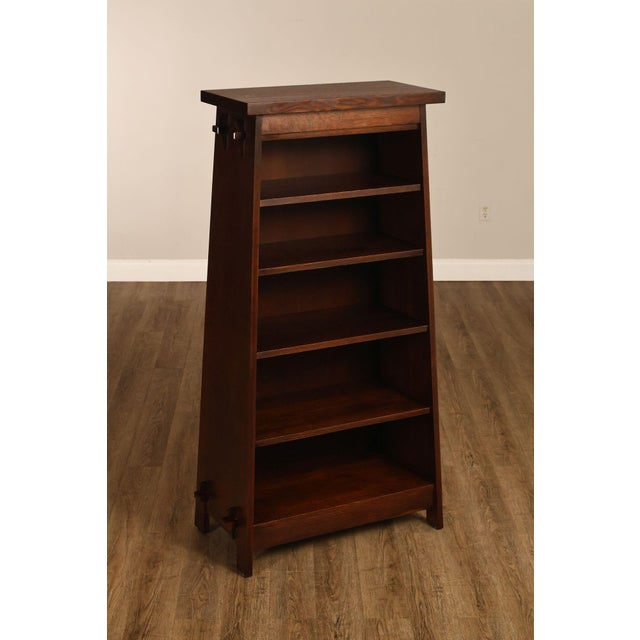High Quality American Made Stickley Mission Collection Open Bookcase Cabinet Crafted In Solid Oak With Rich Medium To Dark...