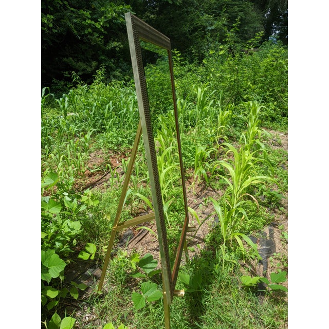 1990s 1990s Art Deco Woven Geometric Silver Wood Framed Beveled Mirror by Majestic For Sale - Image 5 of 10