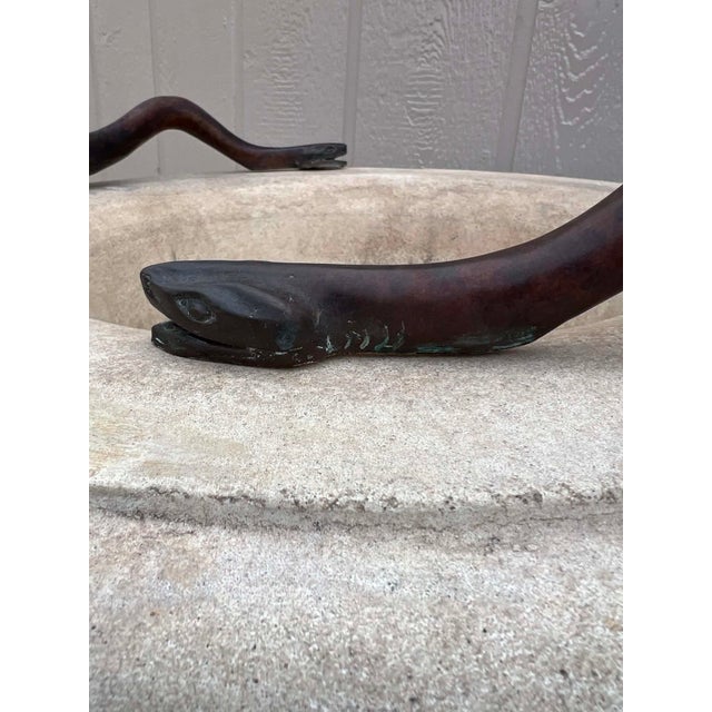Classical Roman Michael Taylor Tazza Urn With Bronze Serpents and Pedestal For Sale - Image 3 of 5