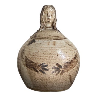 Vintage Studio Pottery Figurative Lidded Vessel For Sale