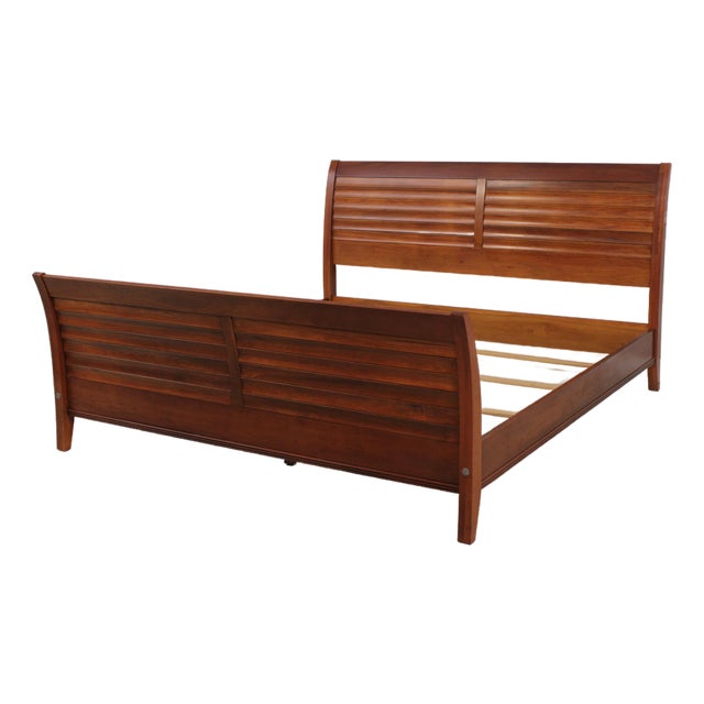 Ethan Allen Avenue King Size Cherry Modern Sleigh Bed For Sale