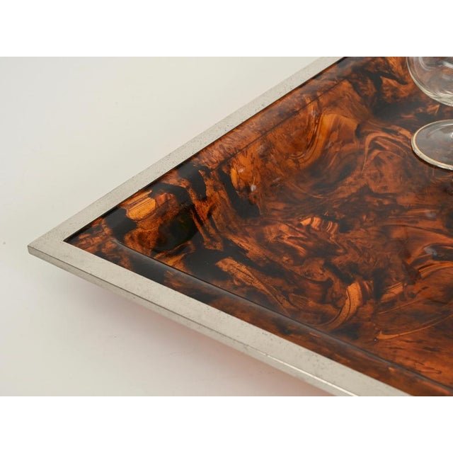 Rectangular Tortoiseshell Effect Acrylic Glass Serving Tray from Dior, Italy, 1970s For Sale - Image 11 of 15