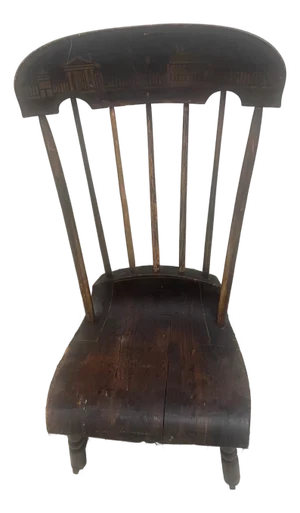 Rare Early 19th Century American Windsor "Nursing" Rocker – Hand-Painted Folk Art