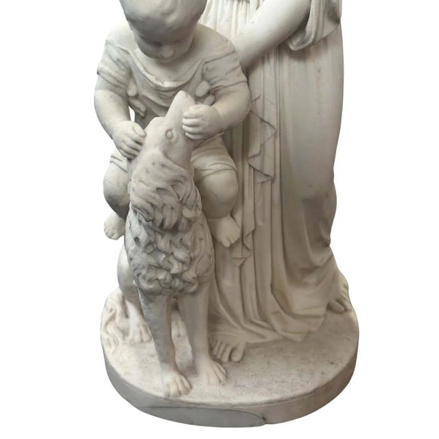 19th Century Italian Marble Sculpture of a Mother & Child For Sale - Image 4 of 5