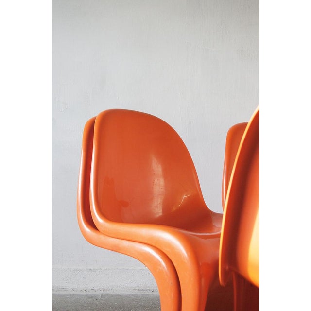 Herman Miller Orange Panton Chairs by Verner Panton, Set of 4 For Sale - Image 4 of 8