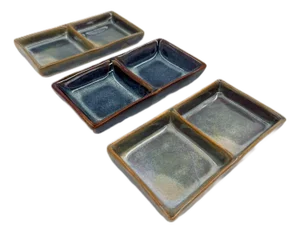 Vietnamese Bat Trang Handmade Ceramic Sauce Dishes Double-Glazed - Set of 3