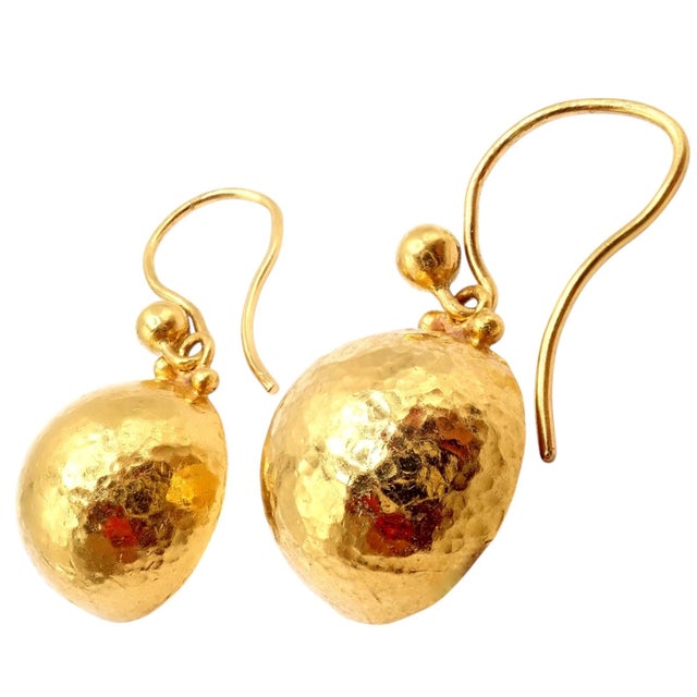 Gold Late 20th Century Gurhan 24k Yellow Gold Hammered Ball Earrings, A Pair For Sale - Image 8 of 11