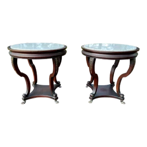 1910s Vintage Marble Top Tables - a Pair