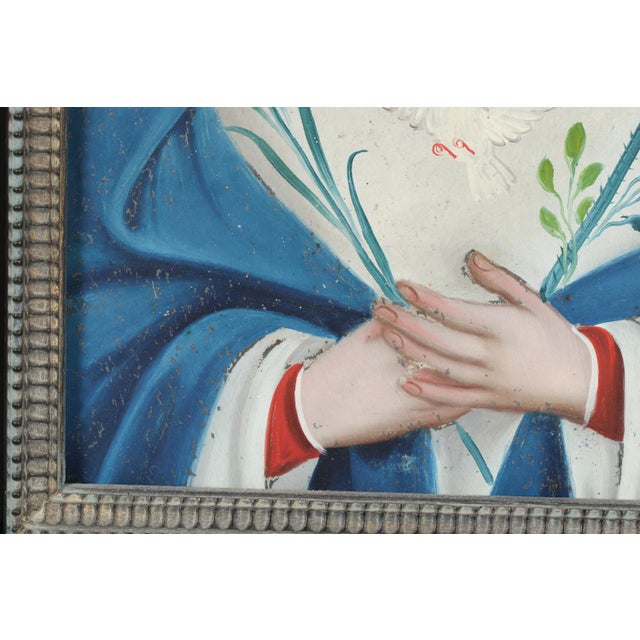 Our Lady of the Dove, Oil on Tin, 19th Century For Sale - Image 9 of 15
