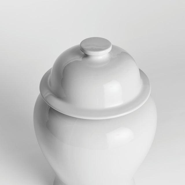 Transitional Koa Wide Lidded Ginger Jar Small, Bright White For Sale - Image 3 of 4