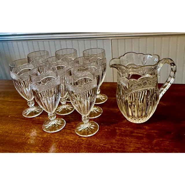 Oneida “Southern Garden” Set of Pitcher and Eight Glasses - 9pcs For Sale - Image 11 of 12