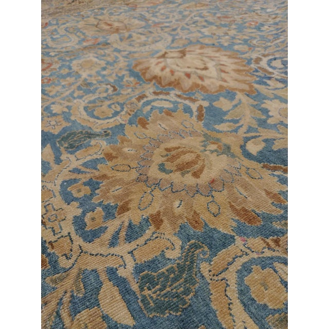 Persian Antique Persian Mashad Carpet, Handmade Oriental Rug, Soft, Taupe, Lt Blue Beige For Sale - Image 3 of 18