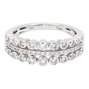14k(585) White Gold Natural White Diamond Ring, Size 5