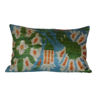 Silk Uzbek Ikat Velvet Hand Made Pillow Cushion For Sale