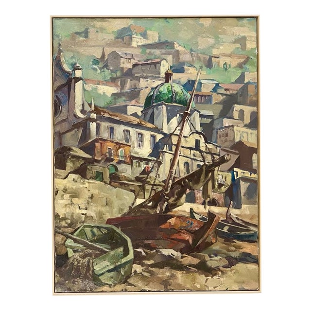 Alfred Richter, Positano, 1960, Oil Painting on Canvas, Framed For Sale
