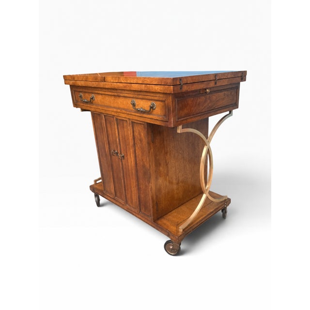 Baker Furniture Milling Road Walnut Drop-Leaf Serving Cart / Console on Casters For Sale - Image 13 of 15