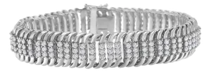 14K White Gold 5.0 Cttw Round Brilliant Cut Diamond 7" S Wave Serpentine Tennis Bracelet (H-I Color, I1-I2 Clarity)
