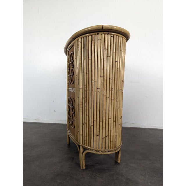 Bamboo and Rattan Counter and Stools Set, Set of 3 For Sale - Image 10 of 11
