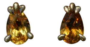 Ladies Simple Citrine Teardrop Stud Earrings in 14K Gold, 2 Pieces