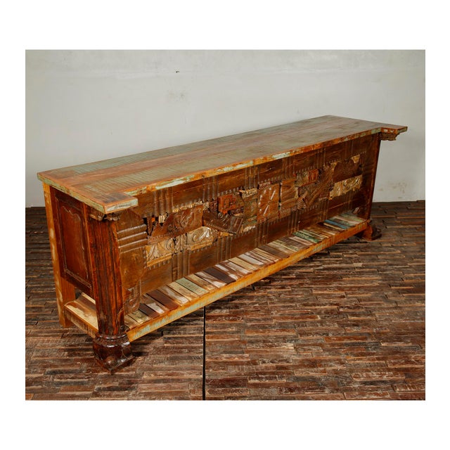 Reclaimed Teak Wood Console Table/Tv Stand. For Sale - Image 4 of 7