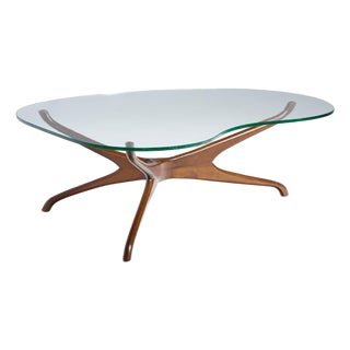 Vladimir Kagan for Dreyfuss Mid Century Walnut Tri-Symmetric Coffee Table For Sale