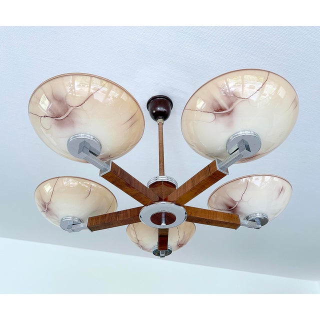 Large Art Deco Chandelier, 1930s For Sale - Image 11 of 15