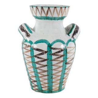 Large Mid-Century Ceramic Vase with Handles by Robert Picault, France, 1950 For Sale