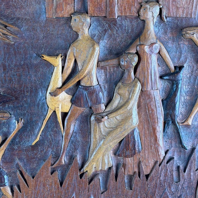Hand-Carved Panel with Narrative Relief by Giovanni Gariboldi, 1950s For Sale - Image 10 of 15