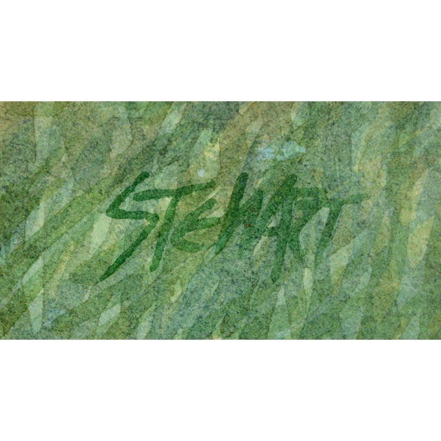 Late 20th Century "Eucalyptus Trees, Sunset" Coastal Landscape Watercolor Painting by Kipp Stewart, Framed For Sale In Monterey, CA - Image 6 of 8