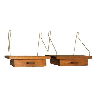 Danish Wall-Mounted Bedside Tables, Set of 2 For Sale