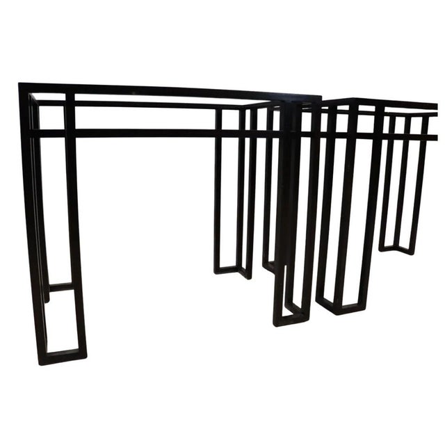 Contemporary Pair of Billy Baldwin Geometric Glass Top Side Tables For Sale - Image 3 of 4