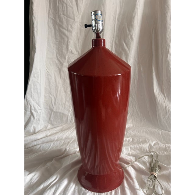 Postmodern Vintage Postmodern Oxblood Ceramic Table Lamp For Sale - Image 3 of 8