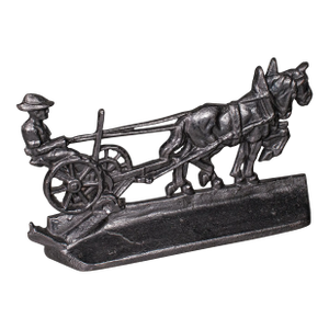 Antique Ploughman Doorstop, English, Cast Iron, Farmhouse Door Keeper, Victorian