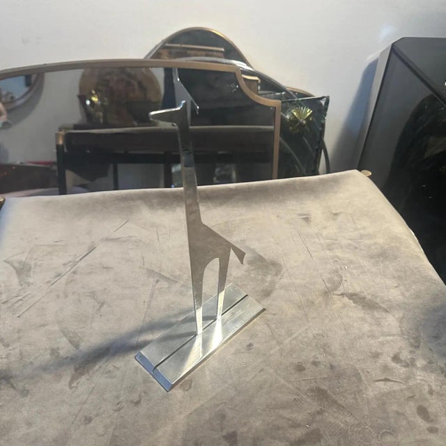 Sabattini Argenteria 1990s Minimalist Silver Plated Sculpture La Giraffa by Lino Sabattini For Sale - Image 4 of 13